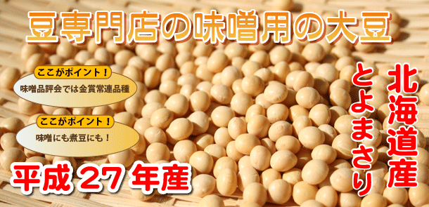 豆専門店の味噌用の大豆。北海道産とよまさり。
